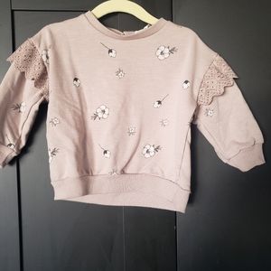 Baby girl floral stamped sweater